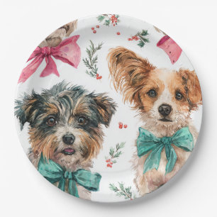 Festive Christmas Dogs Paper Plates