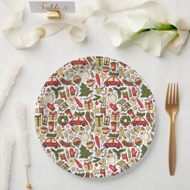 Festive Christmas Doodle Paper Plate (Wedding)