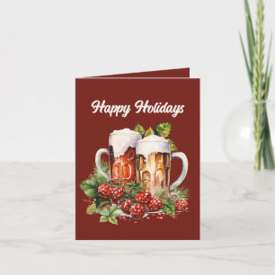 Festive Christmas drinking beer add text Card