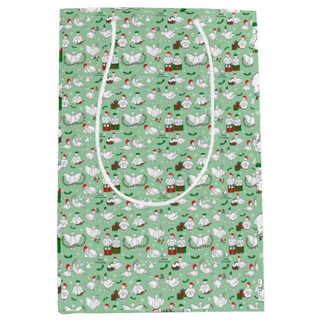 Festive Christmas Ducks Medium Gift Bag (Front)