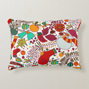 Festive Christmas Elements Seamless Design Decorative Cushion