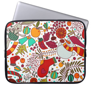 Festive Christmas Elements Seamless Design Laptop Sleeve