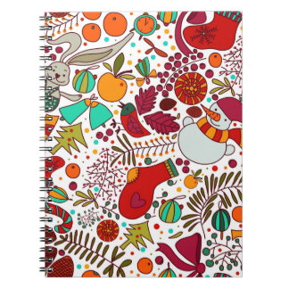 Festive Christmas Elements Seamless Design Notebook