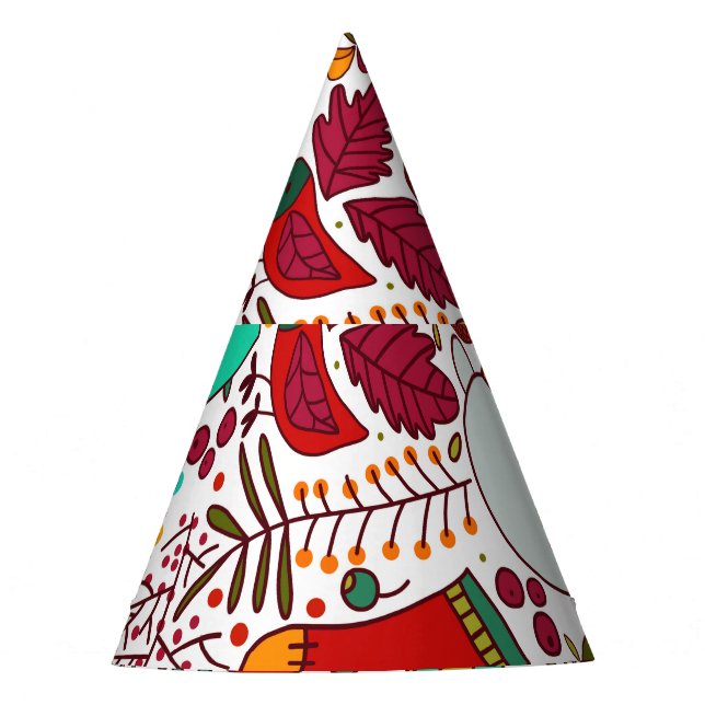 Festive Christmas Elements Seamless Design Party Hat (Front)