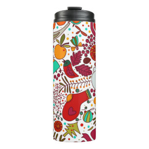 Festive Christmas Elements Seamless Design Thermal Tumbler