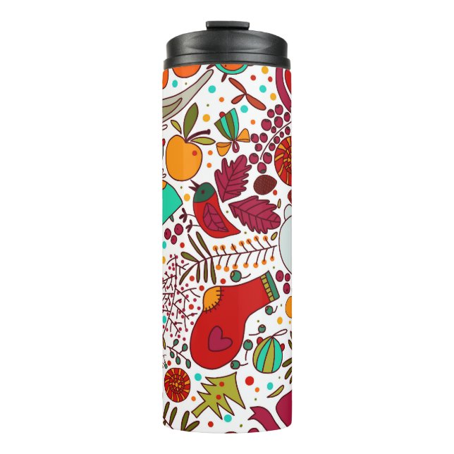 Festive Christmas Elements Seamless Design Thermal Tumbler (Front)
