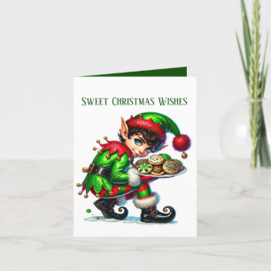 Festive Christmas Elf add message Holiday Card