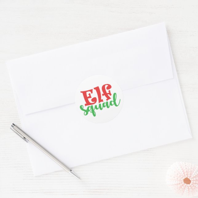 Festive Christmas elf squad words Classic Round Sticker (Envelope)