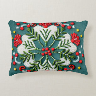 Festive Christmas Embroidery Design for Holiday  Decorative Cushion