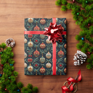 Festive Christmas Embroidery Style Wrapping Paper