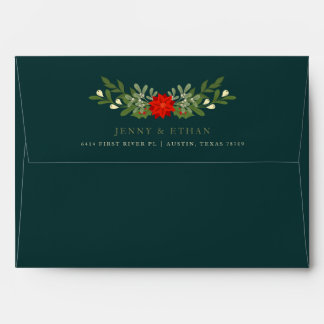 Festive Christmas Envelope with Holly Leaves