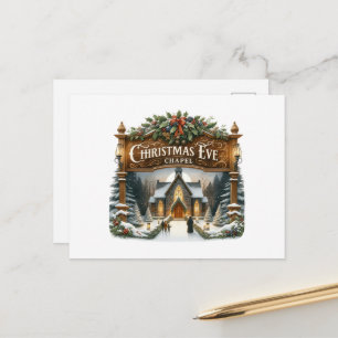 Festive Christmas Eve Church Holiday Postcard