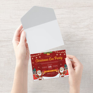 Festive Christmas Eve Party Invitation with Santa 