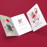 Festive Christmas Fairy Personalizable Photo  Card<br><div class="desc">Christmas fairy in a red dress with a candy cane,  red Merry Christmas typography,  and personalizable text.</div>