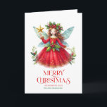 Festive Christmas Fairy Personalizable Photo  Card<br><div class="desc">Christmas fairy in a red dress with a gold star,  red Merry Christmas typography,  and personalizable text.</div>