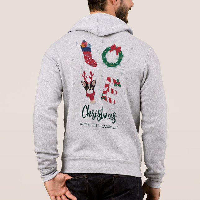Festive Christmas Family Name Fun Matching Hoodie (Back)