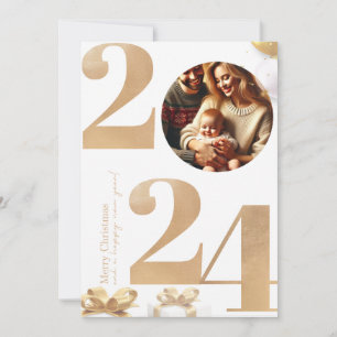 Festive Christmas Family Photo Card with Gifts