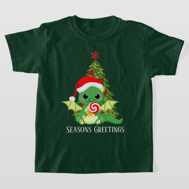 festive Christmas fantasy dragon add text T-Shirt (Laydown)