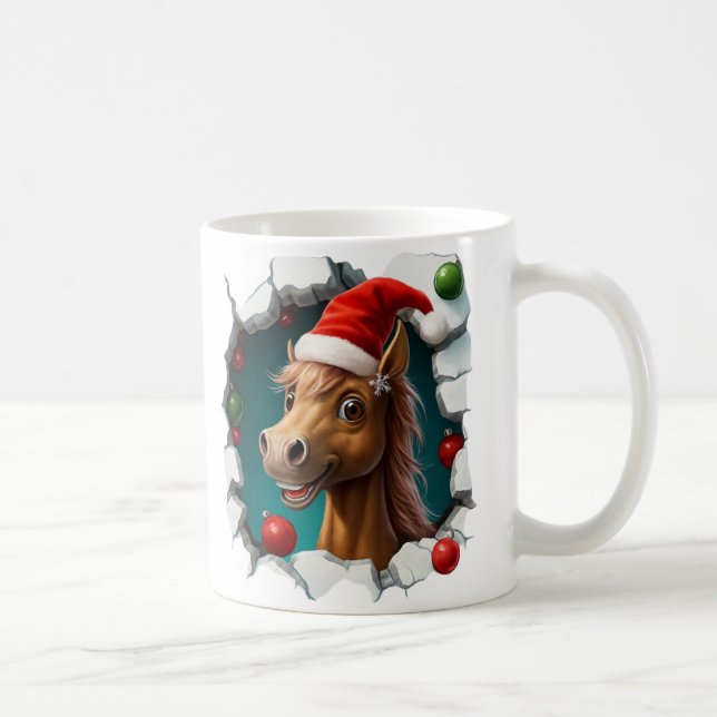 Festive Christmas Featuring Cheerful Horse Design Coffee Mug (Right)