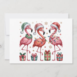 Festive Christmas Flamingo Holiday Cute Xmas Light Card