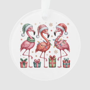 Festive Christmas Flamingo Holiday Cute Xmas Light Ornament