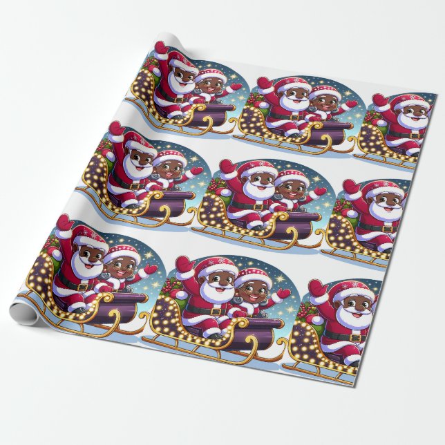 Festive Christmas Flight- Christmas Wrapping Paper (Unrolled)