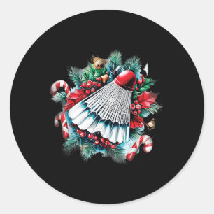 Festive Christmas For Badminton Lovers, Christmas Classic Round Sticker