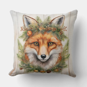 Festive Christmas Fox Cushion