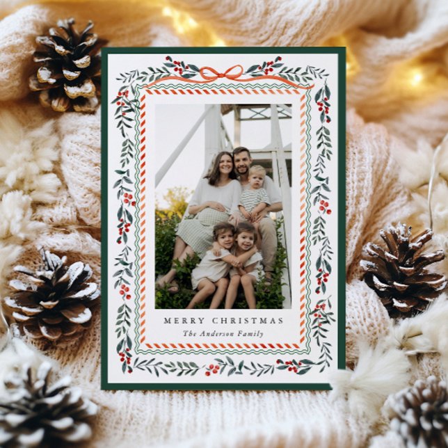 Festive Christmas Frame Photo Holiday Card (Creator Uploaded)