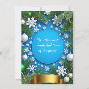 Festive Christmas Frame With Pine Branches Card