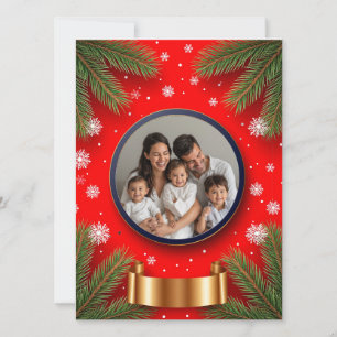 Festive Christmas Frame with Pine Branches Card