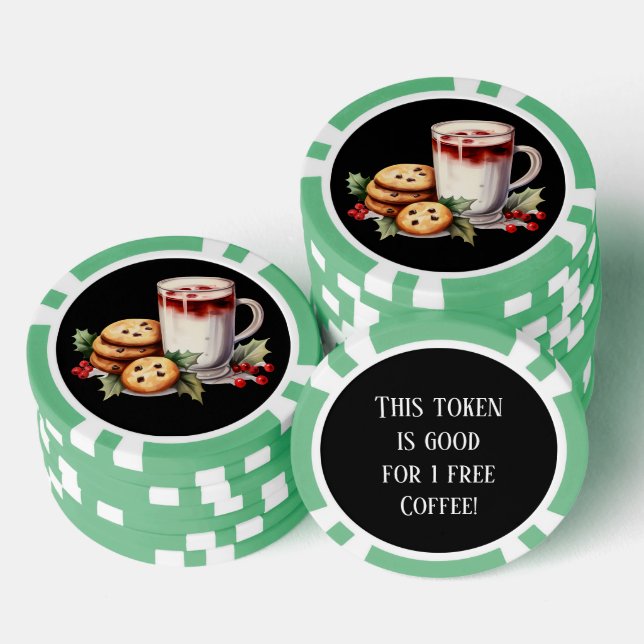 Festive Christmas free coffee Poker Chips (Stack)