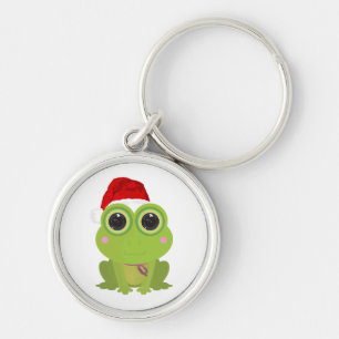 Festive Christmas Frog Santa Hat Cute Kawaii Key Ring