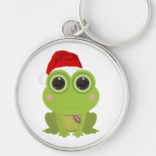 Festive Christmas Frog Santa Hat Cute Kawaii Key Ring