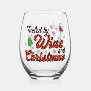 Festive Christmas fuel drinking party Stemless Wine Glass