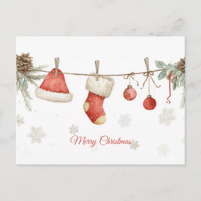 Festive Christmas Garland Greeting Card (Front)