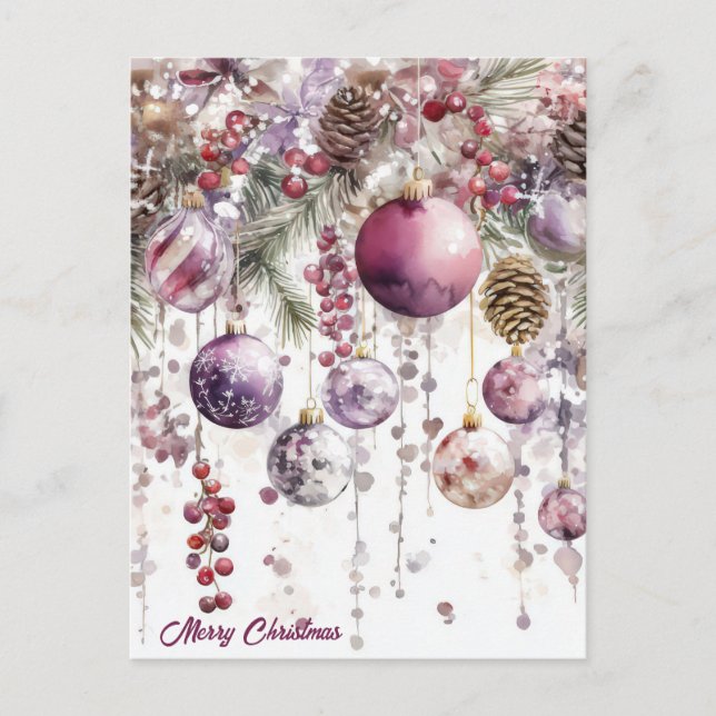 Festive Christmas Garland Greeting Card (Front)