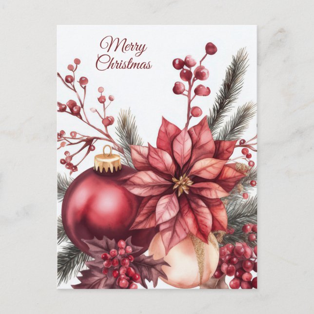 Festive Christmas Garland Greeting Card (Front)