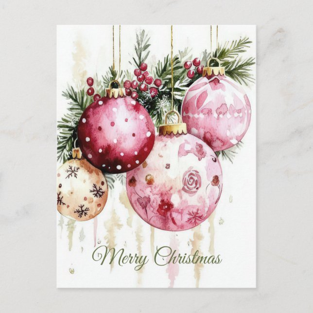 Festive Christmas Garland Greeting Card (Front)