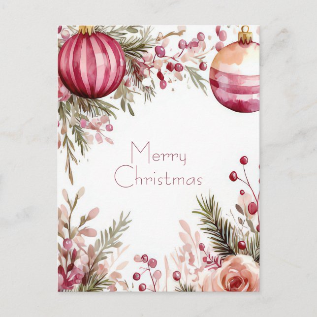 Festive Christmas Garland Greeting Card (Front)