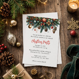 Festive Christmas Garland Holiday Party Invitation