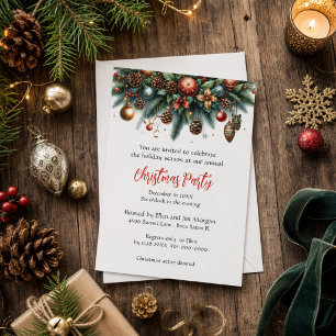 Festive Christmas Garland Holiday Party Invitation