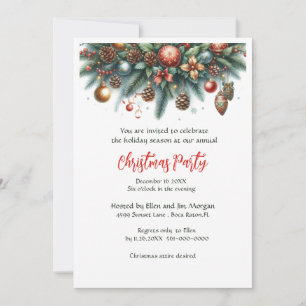 Festive Christmas Garland Holiday Party   Invitation