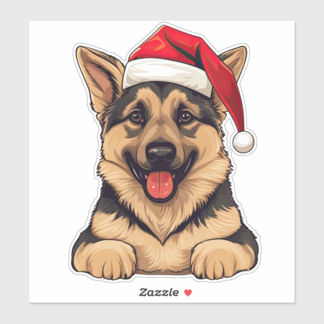 Festive Christmas German Shepherd Kiss Cut Sticker (Sheet)