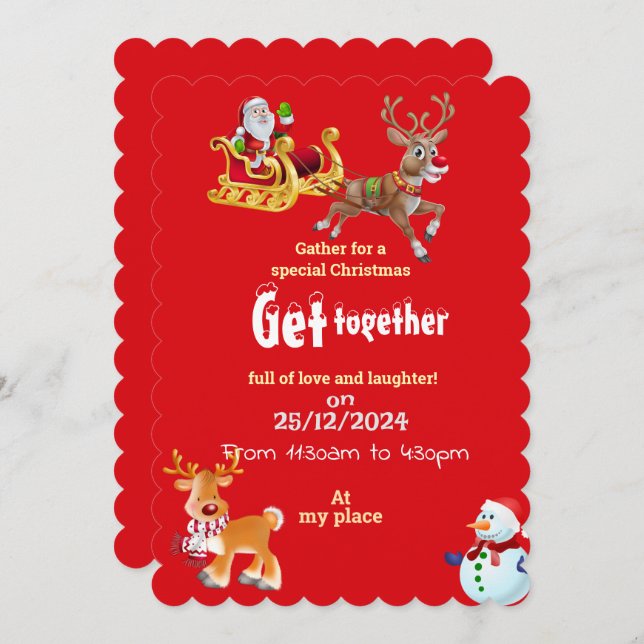 Festive Christmas Get-Together  Invitation (Front/Back)