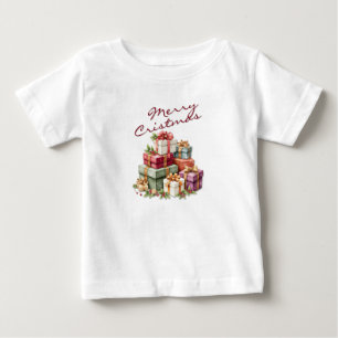 Festive Christmas Gift Boxes Artwork Baby T-Shirt