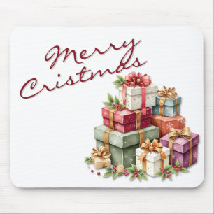 Festive Christmas Gift Boxes Artwork Mouse Pad