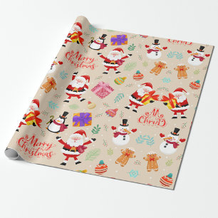 Festive Christmas Gift Scene with Santa  Wrapping Paper