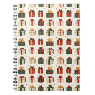 Festive Christmas Gift Wrap Design Pattern Notebook