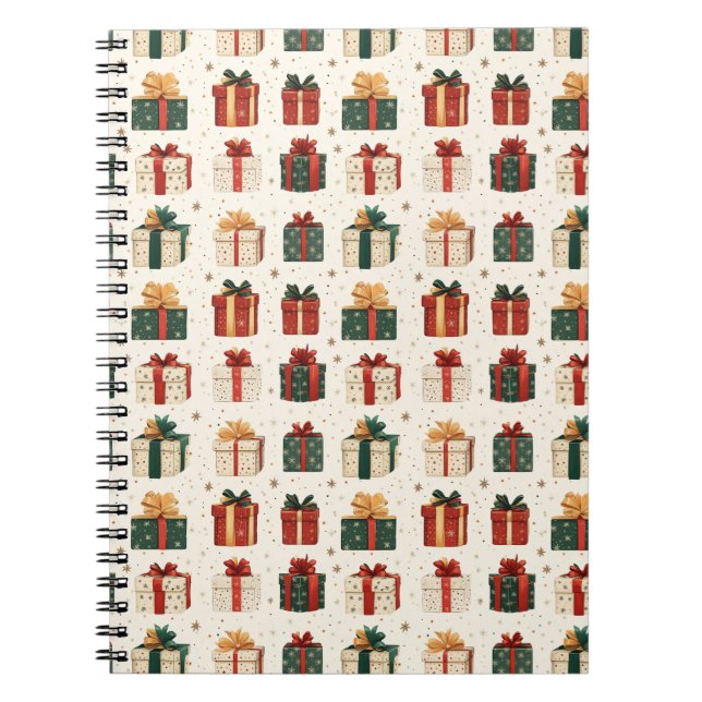 Festive Christmas Gift Wrap Design Pattern Notebook (Front)